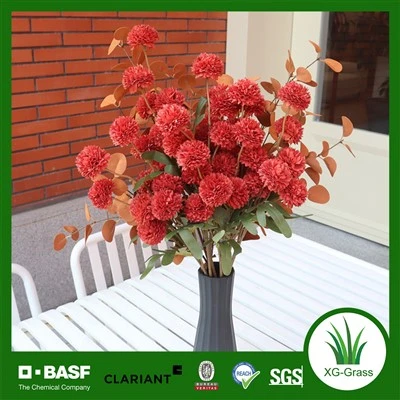 Kunstig Crimson Chrysanthemum Ball Blomsterstilk Sett