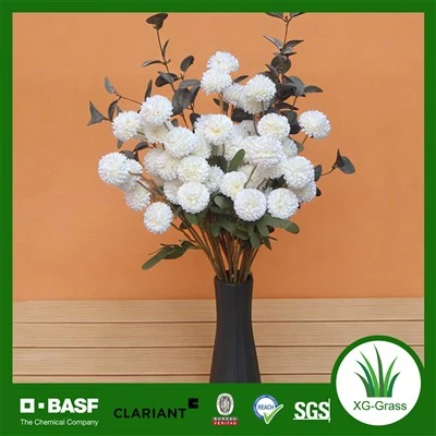 Kunstig hvit pompom blomsterstilksett
